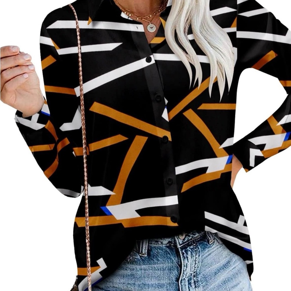 ✨ Magritta Women’s Button-Down Blouse | Casual Loose Fit | Long Sleeve | Sz S ✨